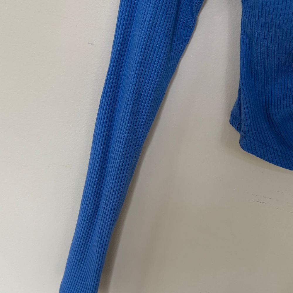 Reformation Blue Button-Up Ribbed Top - Picture 4 of 6